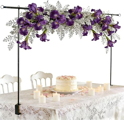 Asta decorativa per tavolo, 80-242 cm, arco da tavolo decorativo con morsetti, in metallo, regolabile, per matrimoni, feste, compleanni, celebrazioni