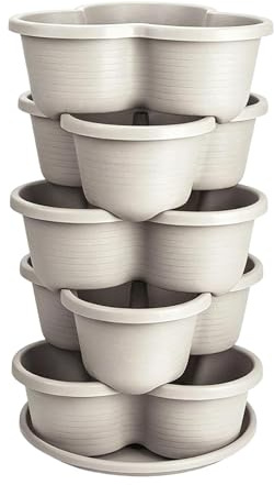 Manolyee Maceta para Fresas,Maceta Vertical Apilable De 5 Niveles Con Agujero De Drenaje | Torre de Cultivo de Fresas - Para Plantas Trepadoras Verduras Frutas Decoración Jardín Patio Balcón Terraza