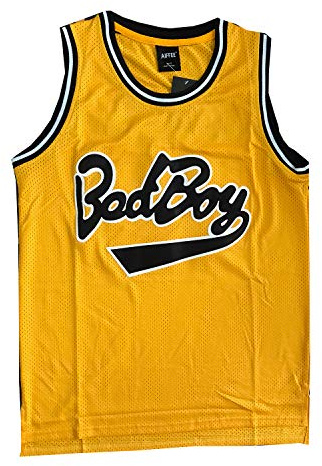 AIFFEE BadBoy #72 Small Basketball Trikot S-XXXL Gelb 90er Jahre Hip Hop Kleidung für Party Genähte Buchstaben und Zahlen