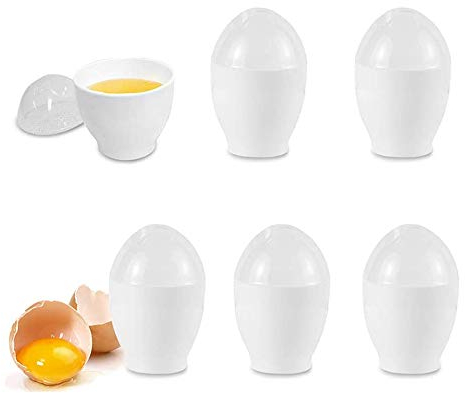 6 Pack Microwave Egg Cooker Cup Egg Poacher Egg Boiler Steam Eggs Without The Shell Egg Tools Set of 6 (White)