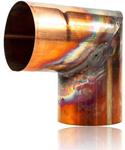 Kupfer Winkelbogen 76 mm mit 87 Grad, Rohrwinkel mit Einsteckfase für einfache Montage, Rohrwinkelbogen für Kupfer Regenrohre in DN 76