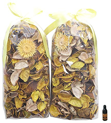 Qingbei Rina Yellow Pot pourri,Lemon Scented Pot pourri Dried Flower, Bowl Vase Filler,Home Fragrance Sachets,Table Wedding Party Decor,2 Bags/240g