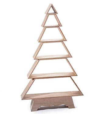 Árbol de Navidad de madera con estantes, altura 1,24 metros, decoración para el hogar, escaparates y tiendas