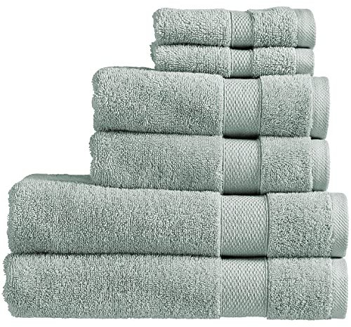 Christy Refresh Blue Towel Set | Set of 6 | 2 Bath 2 Hand 2 Face | Quick Dry | Gentle Pastel Tones | Soft Absorbent Bathroom Towels | 100% Cotton 550GSM | Duck Egg