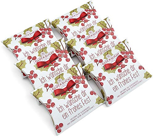 Glückslicht in der Geschenkbox mit der ausgestanzten Schleife | Edition Emotion | Ich wünsche dir ein frohes Fest | Für den Adventskalender, zu Nikolaus oder zum Weihnachtsfest | 6er-Set