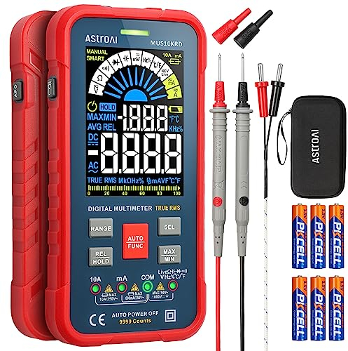 AstroAI Digital Smart Multimeter 10000 Counts, True RMS Auto-Range, Farb-LCD-Bildschirm Voltmeter, misst Spannung, Strom, Widerstand, Kontinuität, Arbeitszyklus, Kapazität, Temperatur