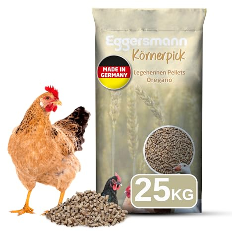 Eggersmann Körnerpick 25 kg Legehennen Pellets Oregano GVO frei - Hühner Futter - Premium Hühnerfutter - Pellets für Hühner Gänse und Enten in 3mm Pelletgröße