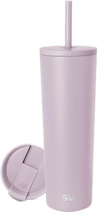 Simple Modern Isolerad Tumbler med Sugrör och Lock | Iskaffekopp Återanvändbar Rostfritt Stål Vattenflaska Resemugg | Gåvor för kvinnor och män | Klassisk samling | 830 ml (38 oz) | Lavendeldimma | Återanvändbar kopp i rostfritt stål, resemugg, vattenflaska med sugrör | mugghållare vänlig och spillbeständig, lavendeldimma