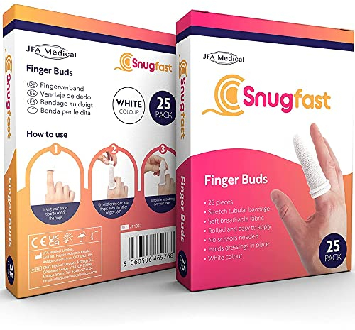 Pack of 25 Snugfast White Finger Cots Buddies Tubular Bandage Dressings