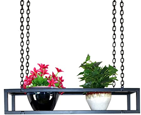 Deckenregal Hängender Blumentopf Decke Hängende Pflanzgefäße Hängende Pflanzenhalter Stabiler Deckenhänger Küche Bar Hängeregal für Blumen Pflanzen für Bar, Garten, Balkon, Schwarz (Size : 140x25x15c
