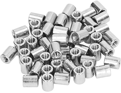 BORDSTRACT 50 Stück M4 x 0.7 mm Runde Verbindungsmuttern, 304 Edelstahl Rundmuffen Runde Gewindemuffen Langmutter Abstandshalter 10mm/0,39 Länge Stiftmutter für Halterung