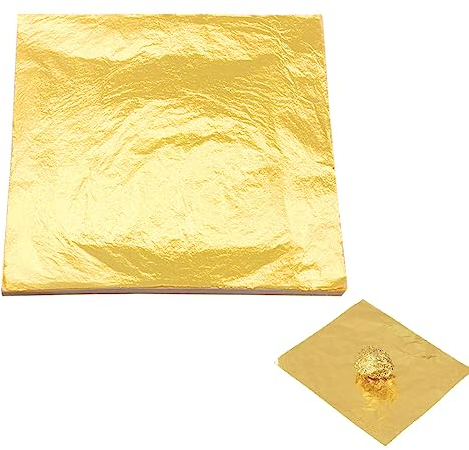 100 Stück 100 Blatt Blattgold Imitation für Kunstprojekt Handwerk Dekoration (14x14cm)