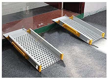 2 Stück tragbare Aluminium-Rollstuhlrampe, leichte Bordsteinrampe für Rollstühle, Stufen, Roller, Fahrrad, 45 x 16 cm, 60 x 16 cm, 90 x 16 cm/90 x 16 cm