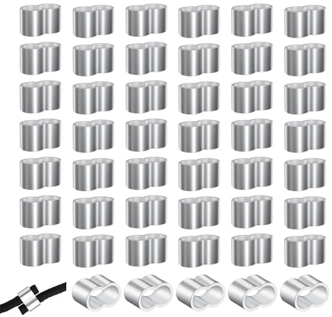 Kotkiddy® 50 morsetti a pressione da 6 mm, morsetti a doppio manicotto in alluminio, morsetto per corda, 6 mm, in alluminio, per corda di espansione