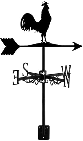 Tagtight Wetterhahn Hühner Windfahne, Metall Cockerel Fahnenstange, Windsack für Draußen, Windmesser, Windrichtungsanzeiger, Dach Wetterfahne fur Wind Direction Indicator
