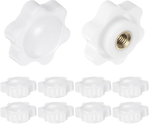 QUARKZMAN 10 Stück Sterngriffmutter M5 x 25mm Flügelmuttern mit Gewinde, Rändelmutter Handgriff Klemmmutter 25mm Spannknopf für Industrie Werkzeugmaschinen Geräte Fitnessgeräte, Weiß
