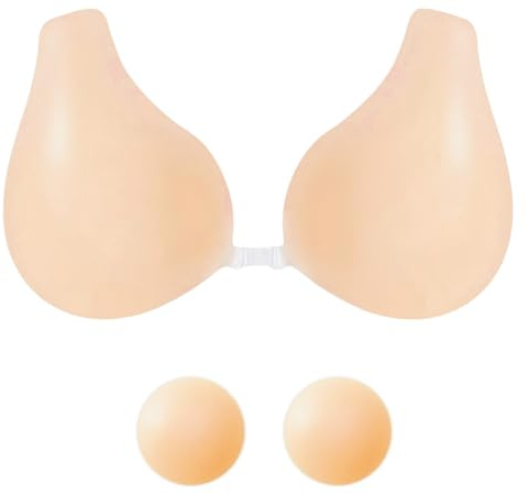 Sixome Sujetador adhesivo push up sin tirantes, de silicona sin tirantes, sin tirantes, sujetador push up, sujetador autoadhesivo para mujer, para copa A/B/C/D, Adhesive_Bra -L, Talla única