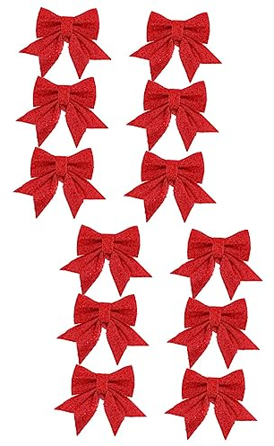 Ciieeo 12stücke Glitzernde Weihnachtsbaum Schleifen Weihnachtsbaum Für Festliche Deko Rote Farben Wiederverwendbar