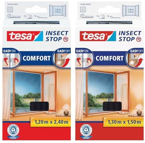 tesa Insect Stop COMFORT Fliegengitter für bodentiefe Fenster & Insect Stop COMFORT Fliegengitter für Fenster