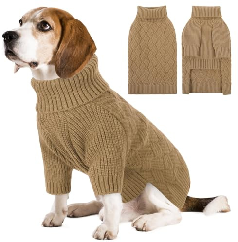 AOFITEE Hundepullover Mittelgroße Hunde, Winter Hundepulli mit Rollkragen | Warmer Hunde Pullover mit Beinen Weich Strickpullover für Hunde Mittel, Weihnachten Hundepulli für Französische Bulldogge Mop