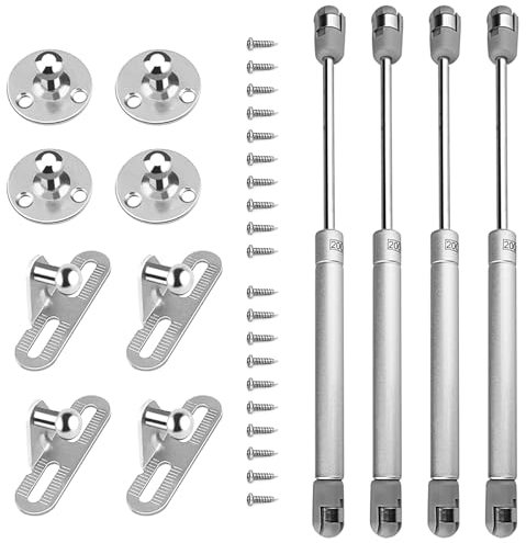 4 Amortiguadores de Gas 200 N, Bisagras Puertas Cocina, Amortiguadores Muebles Cocina, Incluye tornillos de instalación, adecuado para puertas, muebles DIY, armarios, estanterías, etc(270 mm)