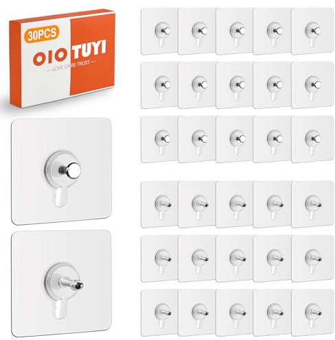 OioTuyi 30 Stück Bilderhaken Selbstklebend, Klebehaken Bilder Aufhängen Ohne Bohren, Transparente Klebehaken, Klebenägel für Bilderrahmen, Maximale Belastung 5kg