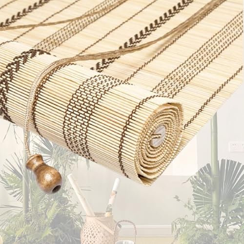 Bambusrollo Natur Bambus Rollo,Außen Raffrollo Lichtfilter Vorhang Sonnenschutz Sichtschutz Rollo Seitenzugrollo für Wanddekoration Outdoor Patio Tür Angepasst