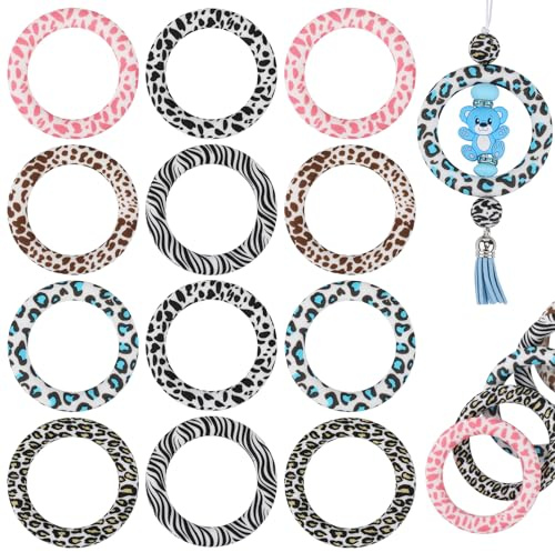 WEWAYSMILE 12 Pièces Anneau Rond En Silicone De 65mm Bague en perles de silicone Pour La Fabrication De Bijoux De Colliers De Porte Clés (6 Styles)