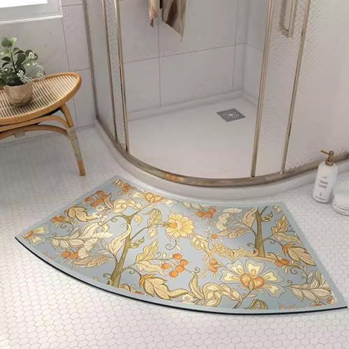 YUMEIGE Arc-Shaped Shower Mat - Schnell trocknende Gebogene Badematte, Gebogene Duschmatten for runde und Eckduschen, stark saugfähige Eckbadematte, rutschfeste Gummi-Duschmatte for Außenduschen(A)
