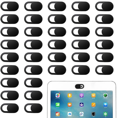 YiliYa 36 Pezzi Webcam Cover,Webcam Ultra Sottile Camera Cover Copri Webcam Slider Copertura per Laptop PC Computer Portatile Phone Accessori (Nero)