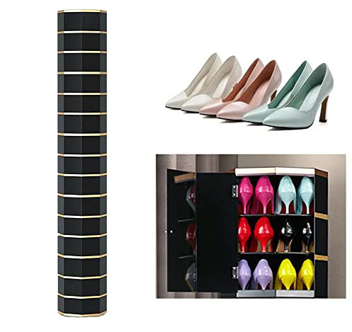 LFONDIGE Schuhschrank, rundes drehbares Schuhregal, 360 ° drehbares Schuhregal, vertikales Schuhregal für kleine Räume, Organizer, Schuhaufbewahrung aus Metall für den Eingangsbereich, Schuh-Organize