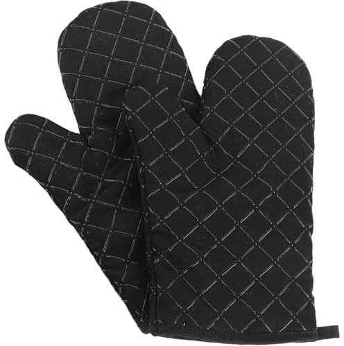 Oven Gloves, Heat Resistant Silicone Oven Gloves, Non-Slip Kitchen Oven Mitts for Grilling Cooking Cooking/Baking Baking Kitchen Microwave Pizza (Black,1 Pair)