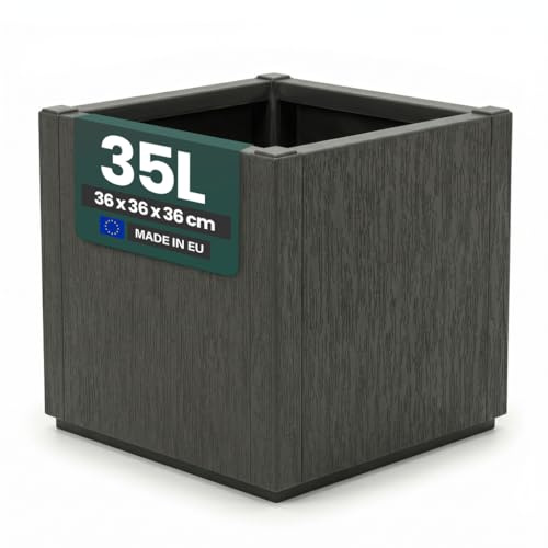Kreher® XL Pflanzkasten Blumenkasten mit strukturierter Oberfläche aus Kunststoff Größen. Top für Garten, Terrasse und Balkon! (1 x Pflanzkasten (schmale Version) in Anthrazit)