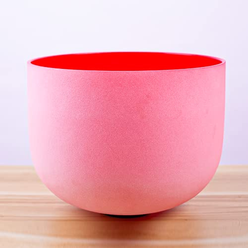 Cuenco de cristal de cuarzo para meditación, yoga y relajación, color rojo esmerilado, 432 Hz, para meditación, yoga y relajación, 8 pulgadas
