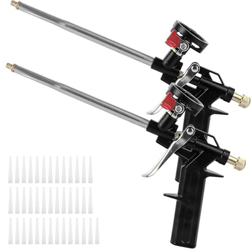 AKOLAFE 2 PCS Foam Gun Heavy Duty Expanding Foam Gun with 40 Nozzles, Professional Foaming Dispensing Spray Guns for Caulking, Filling and Sealing, No Wash