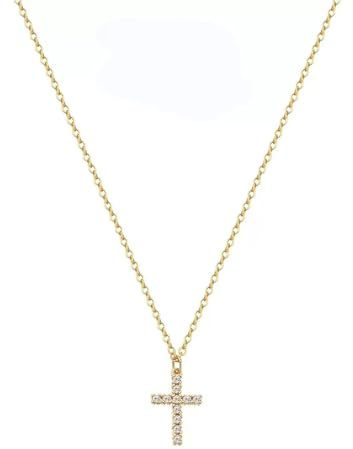ZesNxj Kreuz Kette Gold, Kreuzkette Gold Damen Elegant Vergoldet mit Zirkonia, Kreuzkette Filigran Anhänger Halskette für Frauen Geschenkidee