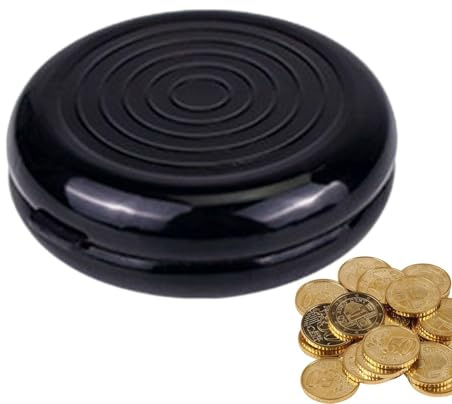 Support de Change d'organisateur de pièces : Petite boîte de Rangement de | monnaie, pièces pratiques en aluminium porte-sac boîte de rangement distributeur de pièces, noir, Consulte la descripción