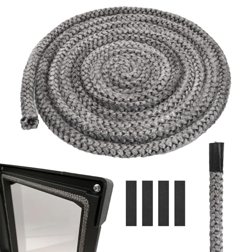 1 Pezzi Guarnizione Stufa a Legna Guarnizione Guarnizione Stufa a Pellet Sportelli per Camini Cavo Sigillante in Fibra di Vetro 6 mm x 3 m per Caminetto e Affumicatore Caminetti e Stufe