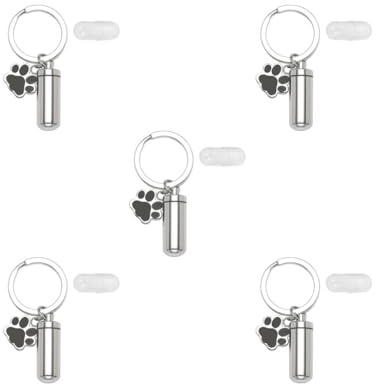 Juego de 5 urnas de cremación para mascotas, caja de urna de entierro para perros y gatos, llavero de cenizas, 2,8 x 1,1 cm