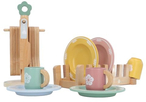 Fdit Ensemble de Nourriture en Bois de Couleurs Assorties pour Enfants, Jeu de Rôle, Ustensiles de Cuisine, Ensemble de Jeu pour Les Tout-Petits, pour Les Filles et Les Filles,