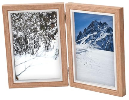 siduytin Portafoto in legno, 4x6, versatile, adatto a vari tipi di arredamento, con aggiunta di raffinatezza, cornice pieghevole per foto 4x6, portafoto da ingresso, Doppia piega marrone, 6 pollici
