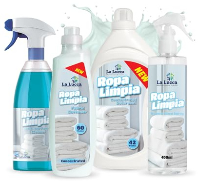 LaLucca Ropa Limpia Bundle | Laundry & Home Cleaning | Fabrics Softener, Detergent, Room Spray & Multisurface Cleaner | Spanish Cleaning Products