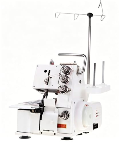 Macchina da cucire overlock per impieghi gravosi, spessore massimo della cucitura 3,5 mm, punto copertura a 2-3-4 fili con luce LED per denim, cotone, facile da configurare, design portatile per uso