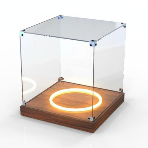 MEYZJRC Espositore Acrilico Pallone Scatola per Pallone da Basket Design Impilabile Pannelli Addensati Completa Trasparente Illuminato Adatto per Mostra Sportiva Arredo Studio , 20x20x20cm