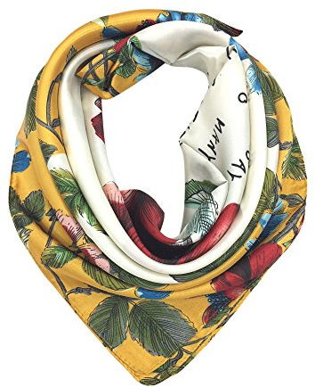 YOUR SMILE Seidenschal für Damen, modisches Muster und einfarbig, groß, quadratisch, Satin-Kopftuch, 303