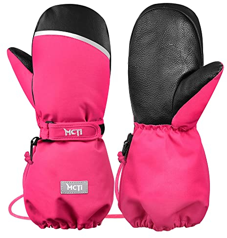 MCTi Skihandschuhe Kinder Kinderhandschuhe Wasserdicht Fäustlinge Handschuhe 1-18 Jahre Jungen Mädchen Winterhandschuhe Rosa XXS