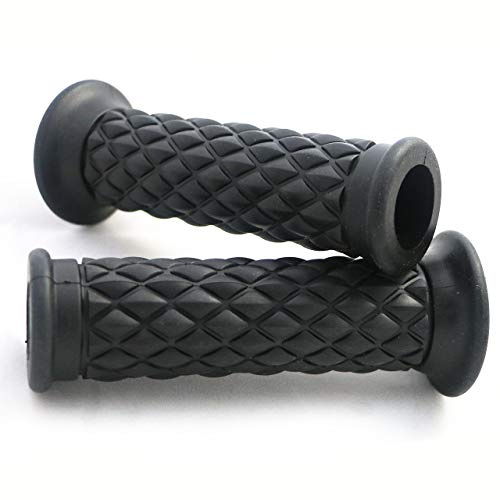Yibid Motorcycle 7/8 Hand Grips Non Slip Rubber Open Bar End Thruster Grips Comfort Grip for 22mm 7/8 inch Handlebar Custom Racer Sport Street Bikes (Balck Grips)