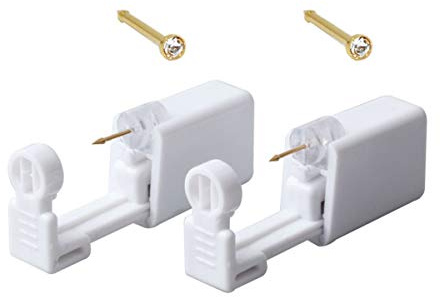 Numblartd 2 st professionell självengångspiercingpistol för näsa – bärbar för kvinnor och män, ingen smärta, näspiercing, pistol för näspiercing (guld strass)