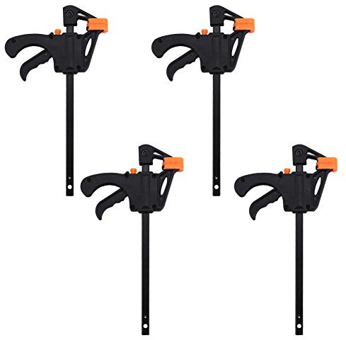 4pcs F-Style Quick Grip Clamps, 4inch One-Handed Mini Fast Ratchet Bar Clips Tools Woodworking DIY Hand Tool Kit for Wood Door Floor