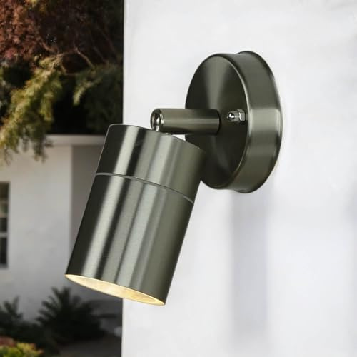 Licht-Erlebnisse Strahler Außen Edelstahl schwenkbar IP44 für Garten Terrasse GU10 max. 35W Modern Wandlampe Außen Außenleuchte Hof Garten Hauswand